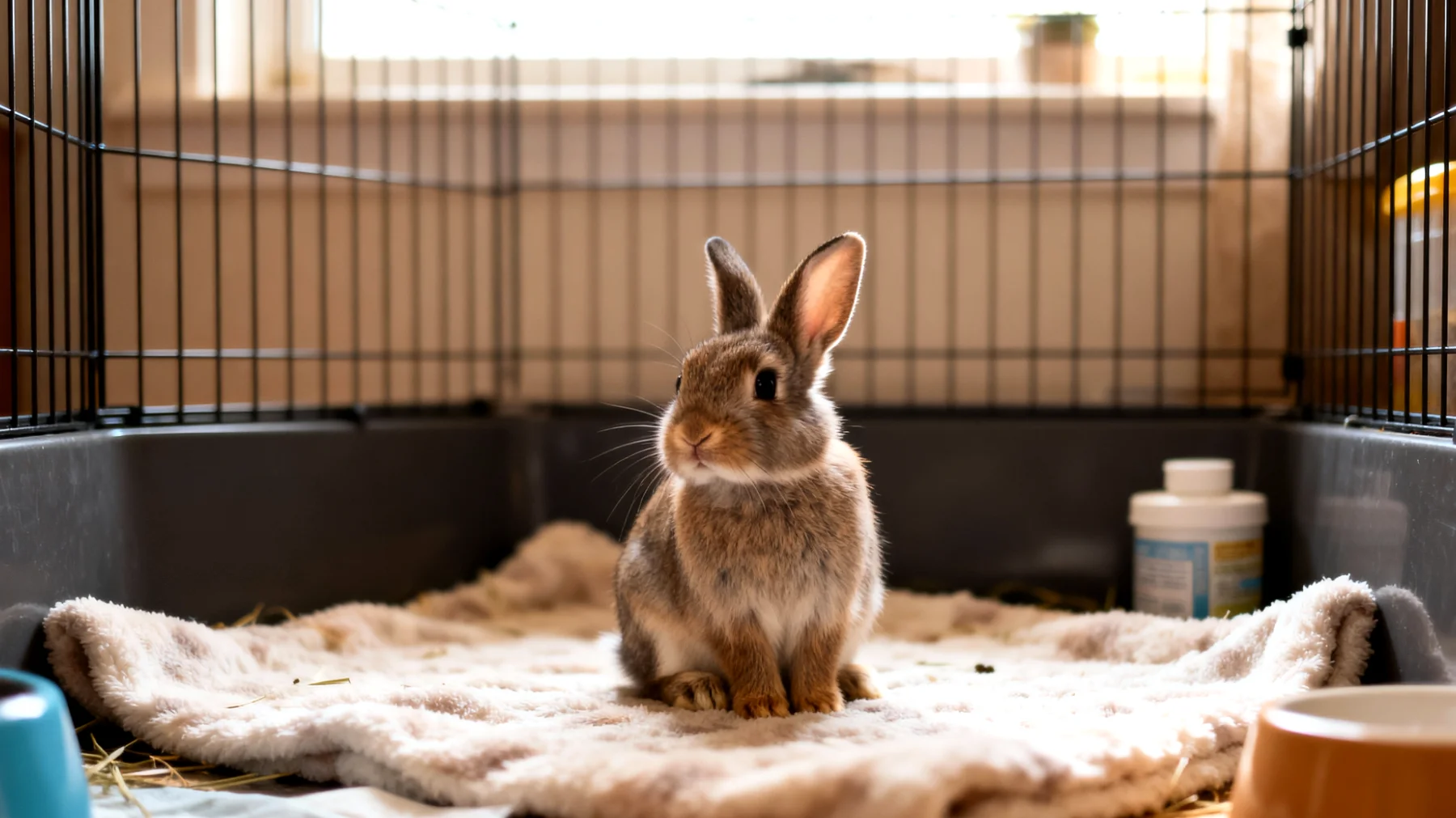 Junges Kaninchen benötigt sichere Umgebung und angepasste Pflegeroutine während der kritischen Entwicklungsphase"