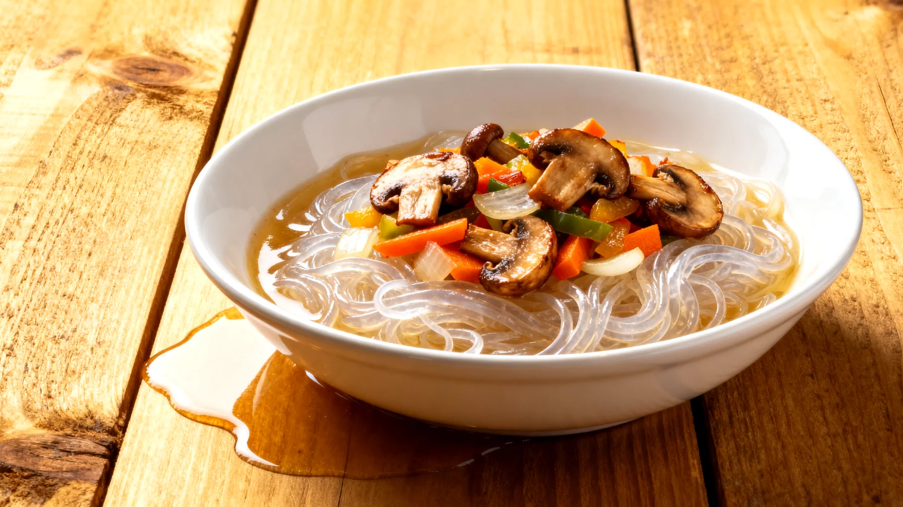 Konjak-Nudeln (Shirataki) mit Gemüse-Pilz-Ragout"