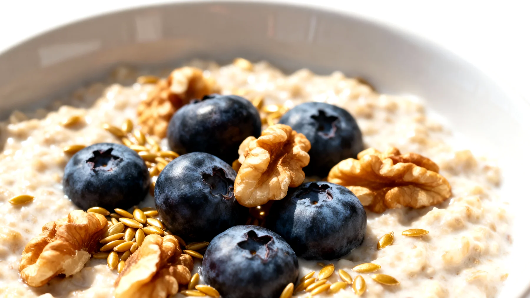Overnight Oats mit Walnüssen, Blaubeeren und Leinsamen"