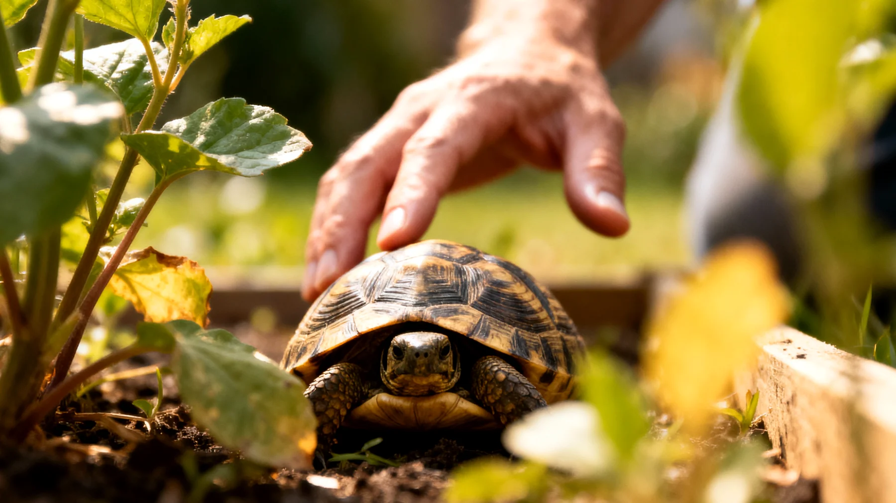 Neue Schildkröte zeigt Scheu und Rückzugsverhalten im Garten und versteckt sich ständig, wodurch die Eingewöhnung und Bindung zum Halter erschwert wird"