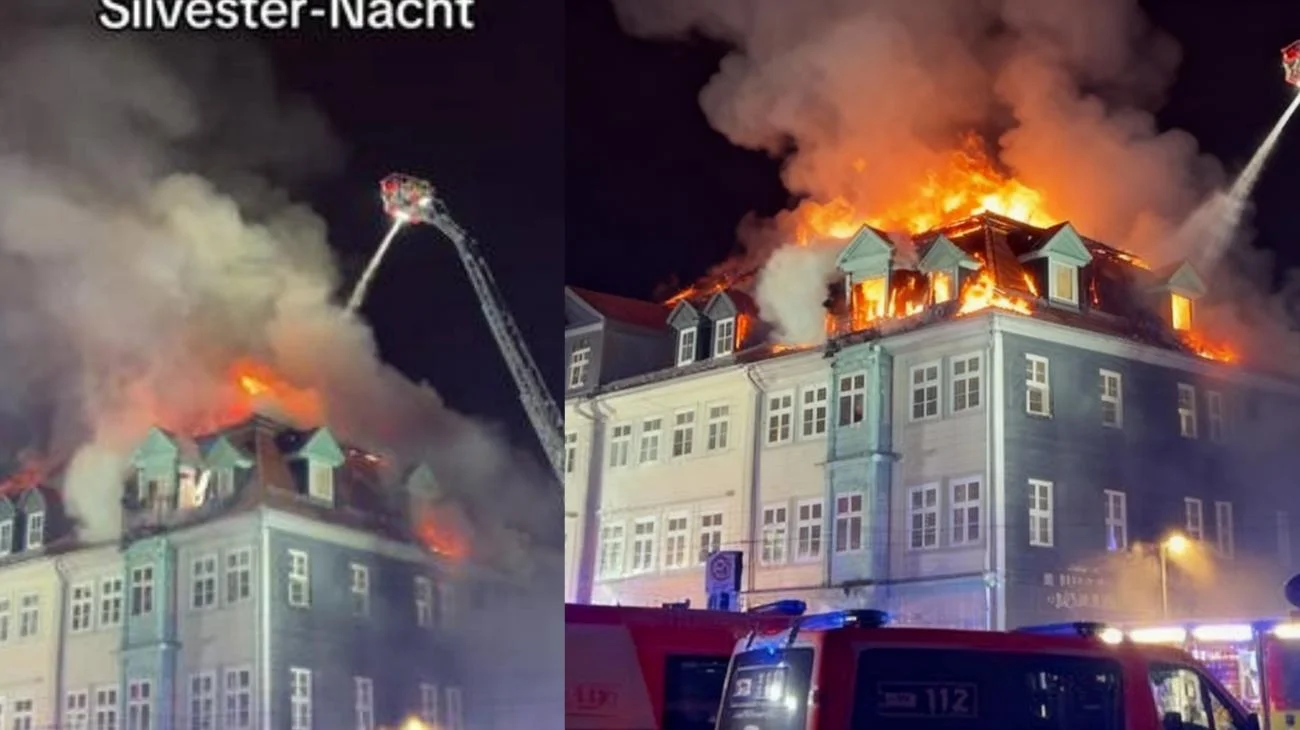 Haus brennt am Domplatz in Erfurt in Silvester Nacht. #erfurt #brand #feuerwehr #fyp"